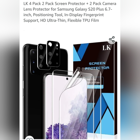 Screen Protector For Galaxy S20 Plus Screen Protector & Camera Lens Protector - Picture 7 of 12